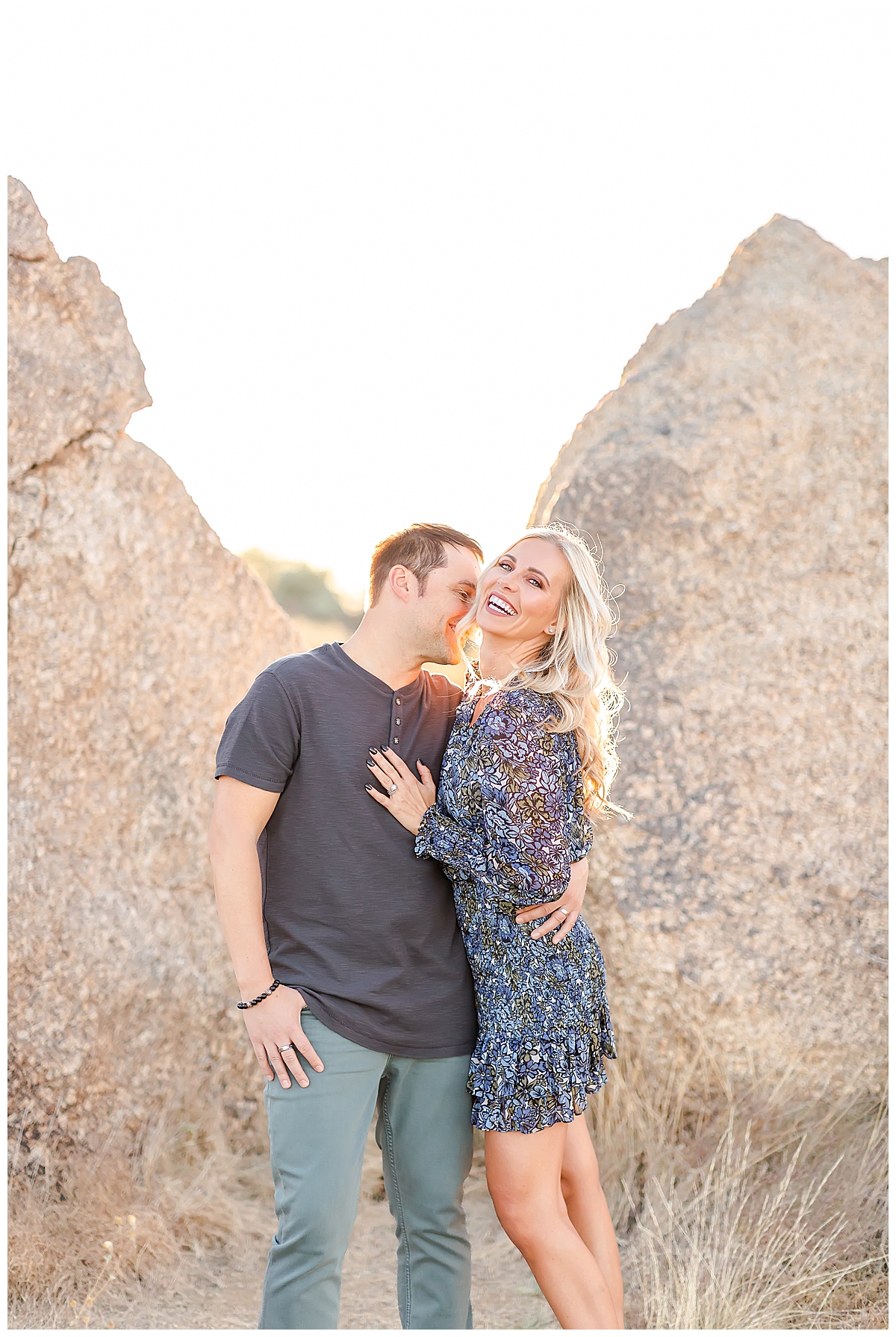 Couple kissing in the desert in Scottsdale, AZ photographed by Christine Deaton Creative