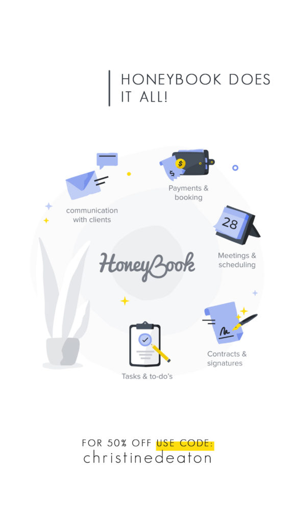 Hoenybook does it all! Communications with clients, payments & booking, meetings & scheduling, contracts & signatures, and tasks & to-do's. 
